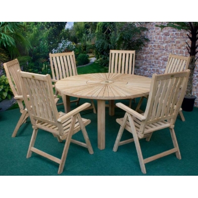 Unbranded Illinois Round Sunburst Teak Table and 4 Chairs