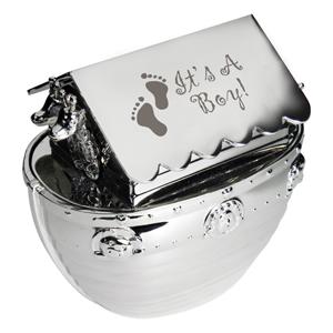 Unbranded Its a Boy Silver Noahs Ark Moneybox