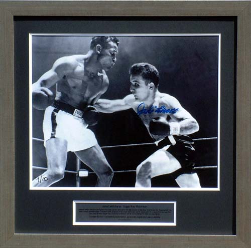 Unbranded Jake LaMotta vs. Sugar Ray Robinson - Signed and framed large presentation