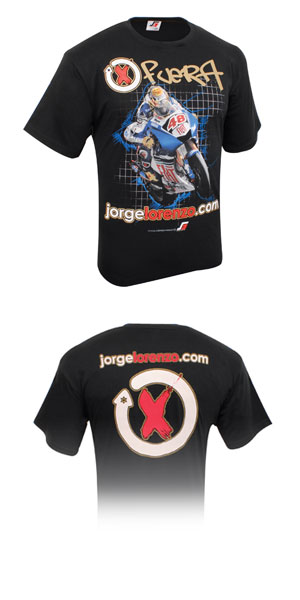 This Jorge Lorenzo bike T-shirt features a large MotoGP print of Lorenzo riding the Fiat Yamaha on t