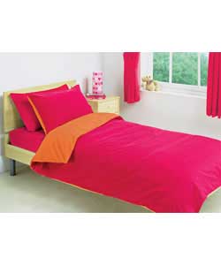 Kids Reversible Single Duvet Set - Fushcia and Orange