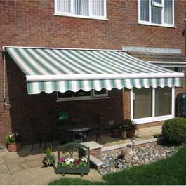 Unbranded Kingdom Teak Awning With Valance Green Stripe