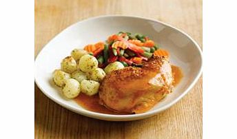 Roast chicken in tasty gravy, with parisienne potatoes, peppers, carrots, peas, green beans and sweetcorn. Please note that our dishes for Ethnic Diets are stocked to order, so please order 14 days before you require delivery. Thank you.