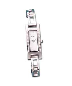 Rectangular case set with stones. White dial. Adju