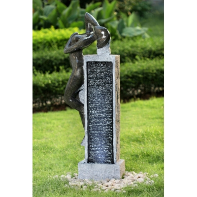 Unbranded Lady On Blue Granite Pillar Water Feature