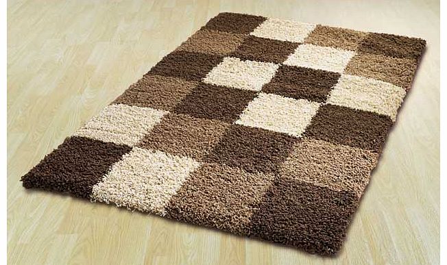 Unbranded Large Norvik Blocks Shaggy Rug 230x160cm - Brown