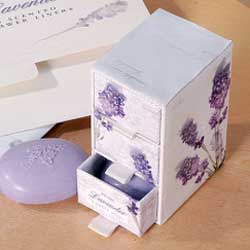 Scented with the clean, fresh fragrance of lavender. Presented in a three-drawer chest