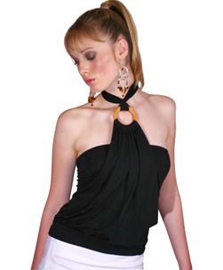 Layered Halterneck Top Black M/L