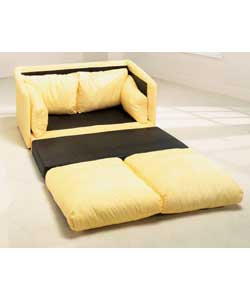 Foam foldout sofabed in 100% cotton. Size (W)122, (D)66, (H)84cm. Size of sleeping area (W)112,