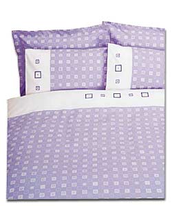 Lilac Simply Squares King Size Duvet Cover Set