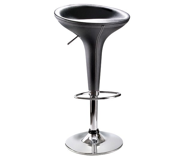 Unbranded Low Back Bonded Leather Bar Stool - Black