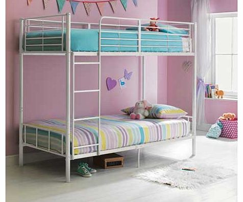 Part of the Madison collection. this metal frame bunk bed is perfect for families with young children or simply as a spare bed for sleepovers. The bed can be assembled with the ladder positioned at either end. Plus the 23cm of floor clearance underne