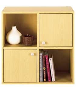 Beech effect.2 half doors with silver effect handles.4 internal shelves.Size (W)60, (D)29.8,