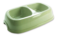 Pet Accessories - Marchioro 12in Plastic Twin Dog Bowl (Beige)