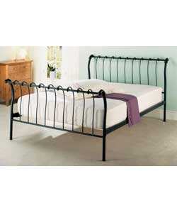 Metal Double Bed in Sleigh Style Design/Pillow Top Matt