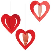 Unbranded Mini 3D Hearts Foil Hanging 10cm (Pk8)