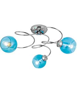 Unbranded Mobo 3 Arm Spiral Ceiling Light - Teal