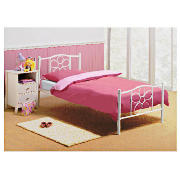 Unbranded Molly Single White Metal Bed with Comfykids Pink