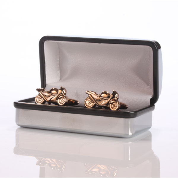 Unbranded Motor Bike Rose Gold Cufflinks in Personalised Box