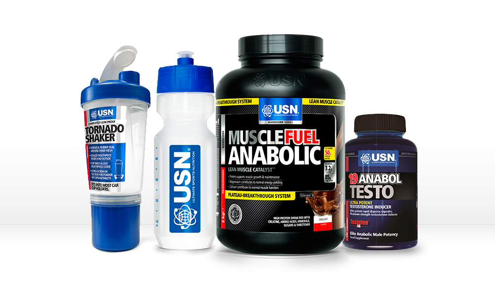 2kg Anabolic Muscle Bundle:50g of protein, 78g of carbohydrates + creatineAlso contains Vitamin B6, Vitamin B12, Vitamin E and Riboflavin, Vitamin C, and ToleraseTM L pH-stable lactaseTake one serving of 19-Anabol Testo before a workout, and one befo