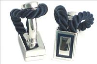 Unbranded Navy Blue Rope Wrap Cufflinks by Babette Wasserman