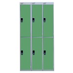 Nest Of Three 2-Door Lockers-Grey With Green Doors