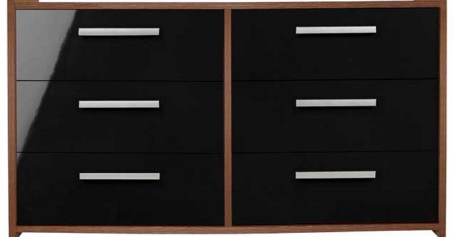 Combining a gloss finish. clean lines and sleek metal handles. the New Sywell range is sure to bring any bedroom up to date. The perfect home for your clothing collection. this stunning and vibrant 3+3 drawer chest will really add a modern edge to yo