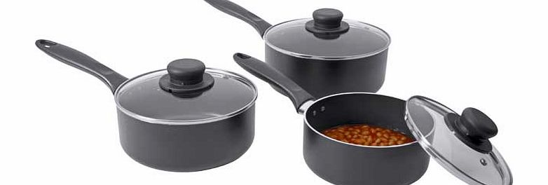 Unbranded Non-Stick Aluminium 3 Piece Pan Set - Black