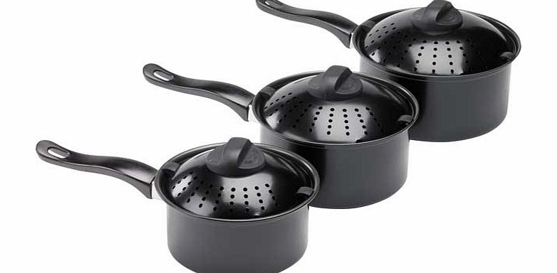 Unbranded Non-Stick Carbon Steel 3 Piece Pan Set