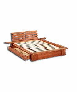 Solid pine bed in new continental design. Features