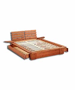 Solid pine bed in new continental design. Features