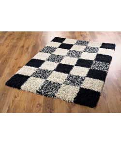 Unbranded Norvik Shaggy Blocks Rug 160 x 120cm - Black and White