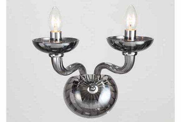 Unbranded Oasis Smoke Glass Twin Wall Light - Chrome