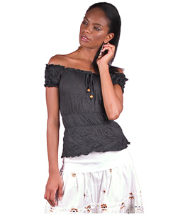 Off-Shoulder Gypsy Top Black M/L