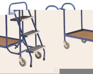 Unbranded Order picking trolleys 3 step 2 plywd shelf