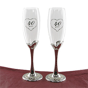 Unbranded Pair 40th Wedding Anniversary Silver Stem