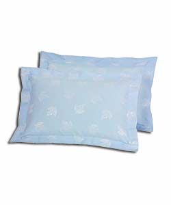 Pair of Blue Autumn Jacquard Oxford Pillowcases.