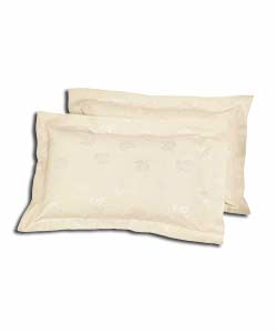 Pair of Cream Autumn Jacquard Oxford Pillowcases.