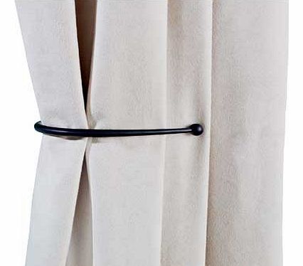 These J-Shaped Curtain Holdbacks feature sleek black stems. These sophisticated holdbacks add a touch of luxury to any room. EAN: 6233747.