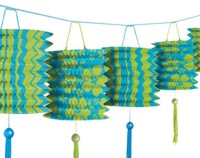 Unbranded Paper Lantern Garland - Hibiscus Blue