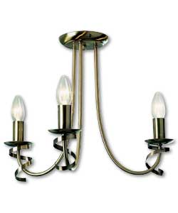 Paris 3 Light Ceiling Fitting - Antique Brass Finish