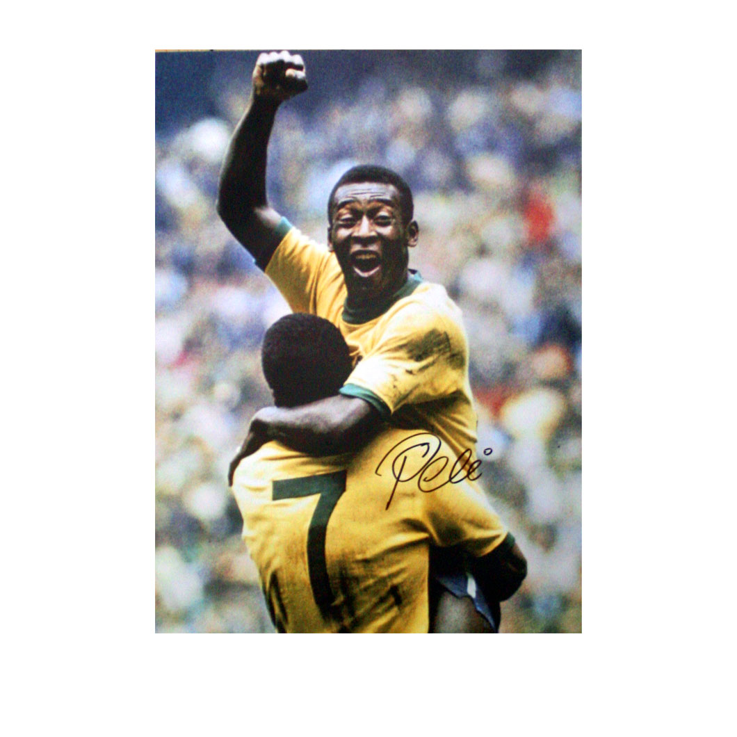 Unbranded Pelandeacute; Signed Photo - Celebrating With Jairzinho