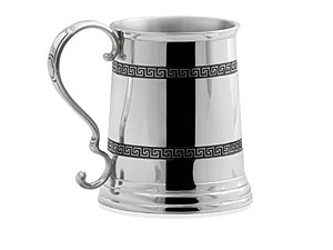 Unbranded Pewter Greek Key One Pint Tankard 013809