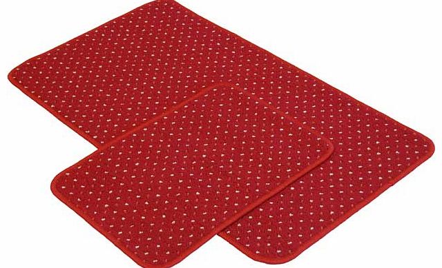 Pindot design runner. with free co-ordinating doormat. perfect for all utility and high traffic areas of the home. Woven in a Nylon loop pile. featuring a slip resistant gel backing. Suitable for machine washing. 100% polypropylene. Non-slip backing.