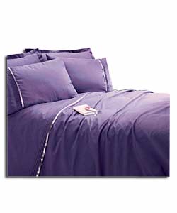 Pleat and Ribbon Aubergine King Size Duvet Cover Set