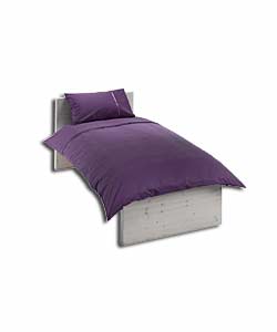 Pleat and Ribbon Aubergine Single Duvet Cover Set