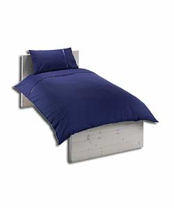 Pleat and Ribbon Navy Single Duvet Cover Set