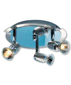 Drop 11cm. Diameter 25cm. Includes 3 x 50 watt GU10 Halogen bulbs