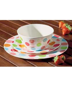 Unbranded Polka Dot 12 Piece Melamine Outdoor Set