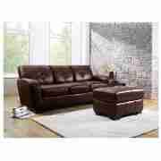 Unbranded Portobello Large Leather Sofa, Chocolate